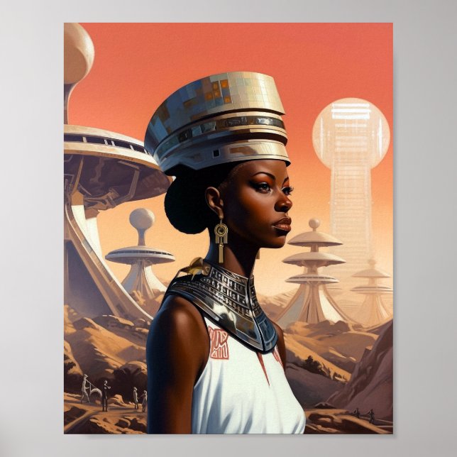 Futuristische Queen Afrofuturistische Science Fict Poster (Vorne)