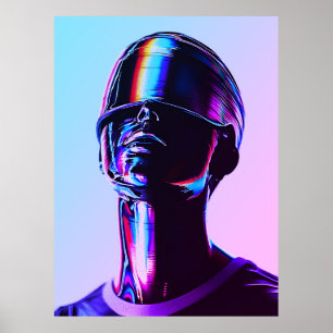Futuristische Rainbow Chrome Portrait Wall Art Poster