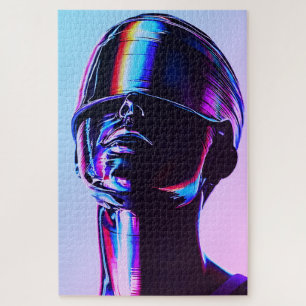 Futuristische Regenbogen-Chrom-Porträt-Wandkunst