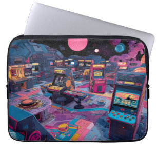 Futuristische Retro-Arcade im Weltraum Laptopschutzhülle