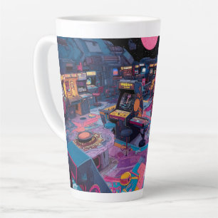 Futuristische Retro-Arcade im Weltraum Milchtasse