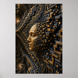 Futuristische schwarze Gold-Mosaik-Wandkunst Poste Poster