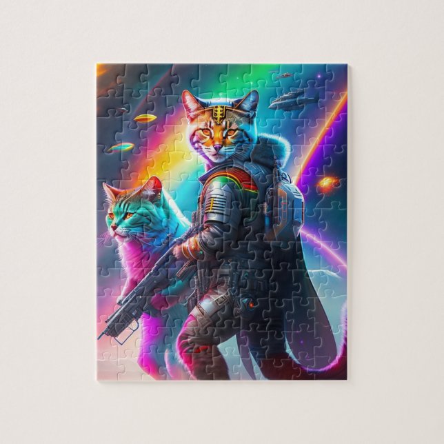 Futuristische Sci-Fi Astronaut Krieger Katzen (Vertikal)