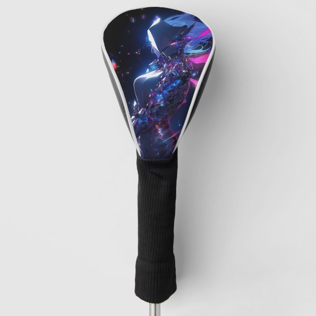 Futuristische Sci-Fi Cyber Warrior Anime Girl Golf Headcover (Vorderseite)