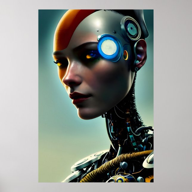 Futuristische Science Fiction Cyborg Lady Wall Art Poster (Vorne)