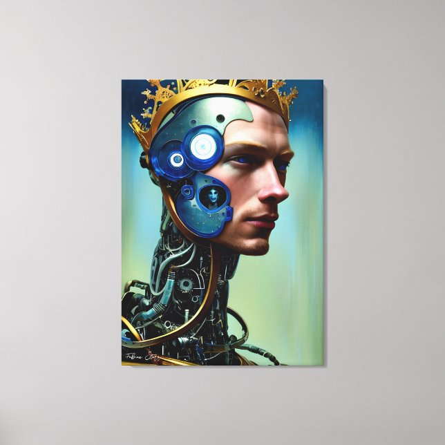 Futuristische Science Fiction Cyborg Man Wall Art Leinwanddruck (Vorderseite)
