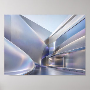 Futuristische silberne Fluid-Architektur Abstract  Poster