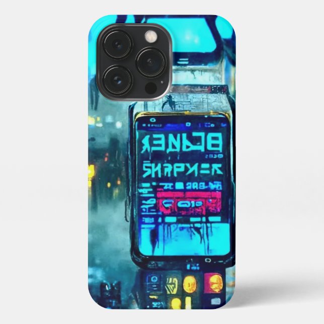 Futuristische Spooky Cyberpunk Steampunk Dreh-Phon iPhone 13 Pro Hülle (Rückseite)