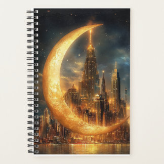 Futuristische Stadt auf dem Crescent Moon Planer