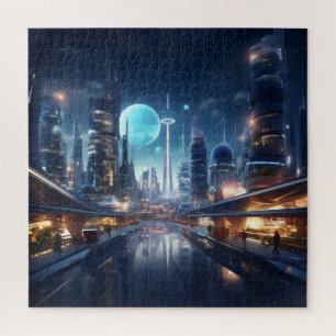 Futuristische Stadt bei Nacht