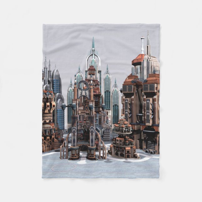 Futuristische Stadt Fleecedecke (Vorderseite)