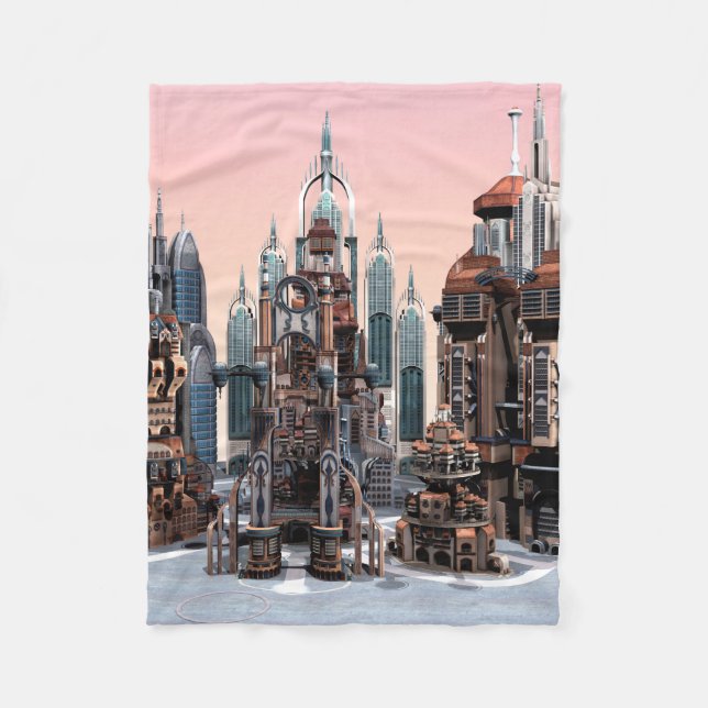 Futuristische Stadt Fleecedecke (Vorderseite)