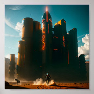Futuristische Stadt in der Wüste Poster