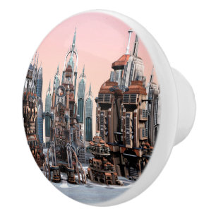 Futuristische Stadt Keramikknauf