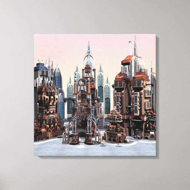 Futuristische Stadt Leinwanddruck (Vorderseite)