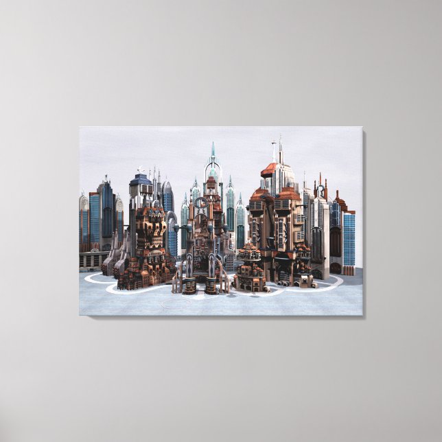 Futuristische Stadt Leinwanddruck (Vorderseite)
