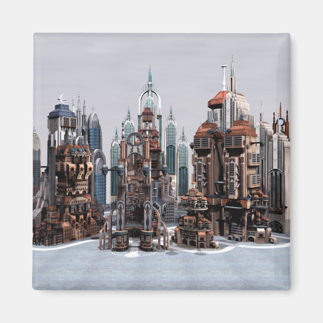 Futuristische Stadt Magnet (Vorne)