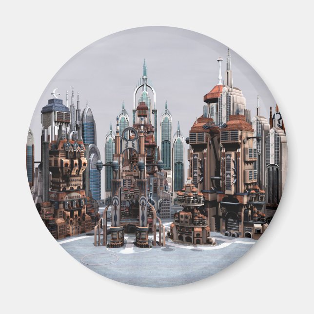 Futuristische Stadt Magnet (Vorne)