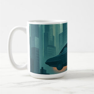 "Futuristische Stadt mit fliegenden Autos - Retro Kaffeetasse