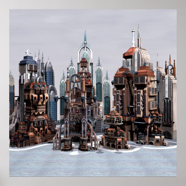 Futuristische Stadt Poster (Vorne)