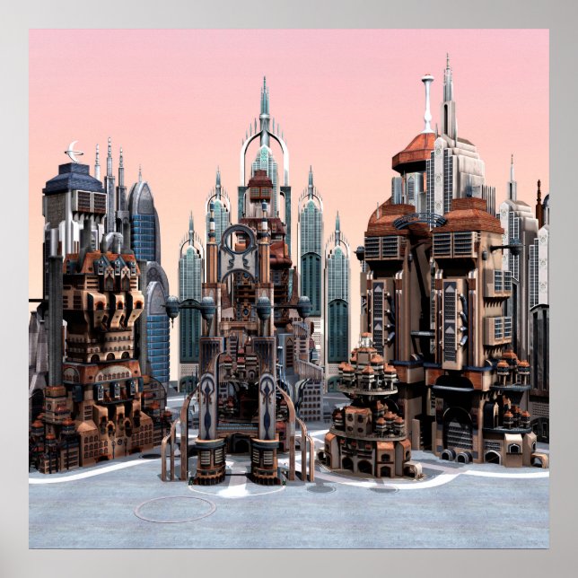 Futuristische Stadt Poster (Vorne)
