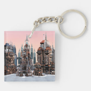 Futuristische Stadt Schlüsselanhänger