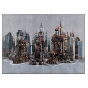 Futuristische Stadt Schneidebrett