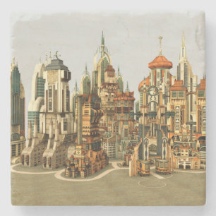 Futuristische Stadt Sci-Fi Steinuntersetzer