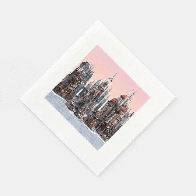 Futuristische Stadt Serviette (Ecke)