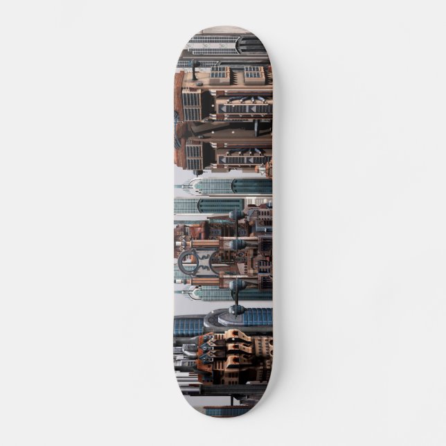Futuristische Stadt Skateboard (Vorderseite)