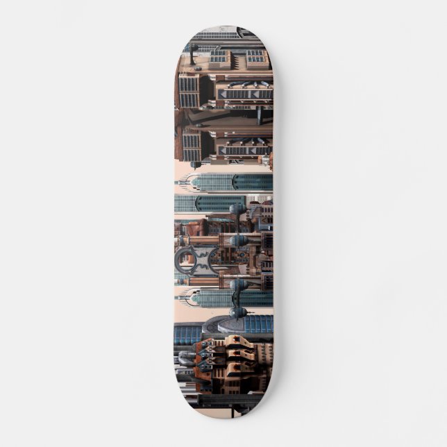 Futuristische Stadt Skateboard (Vorderseite)