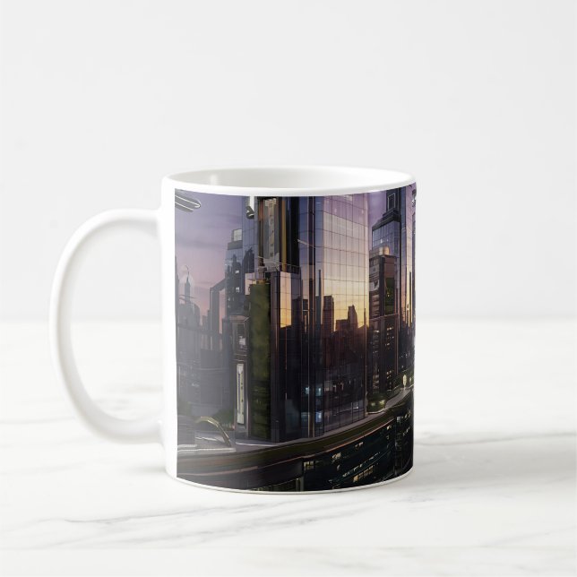 Futuristische Stadtbilder Kaffeetasse (Links)