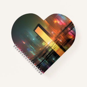 Futuristische Stadtlandschaft mit Neonreflexionen Notizbuch