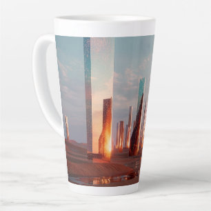 Futuristische surrealistische Spiegel-Türme in der Milchtasse