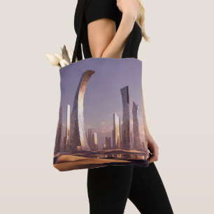 Futuristische surrealistische Wolkenkratzer in der Tasche