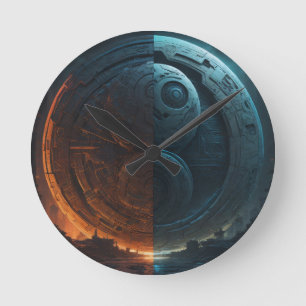 Futuristische Wall-Uhr Yin Yang Runde Wanduhr