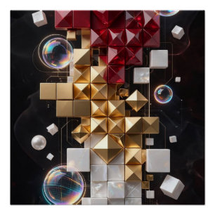 Futuristische Weihnachts-Mosaik-Säule 3D Poster
