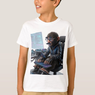 Futuristischer Affe-Hacker in Groucho-Marx-Verklei T-Shirt