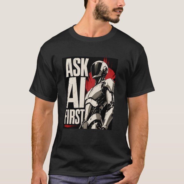 Futuristischer AI-Roboter-Humanoid-Tech-Design T-Shirt (Vorderseite)