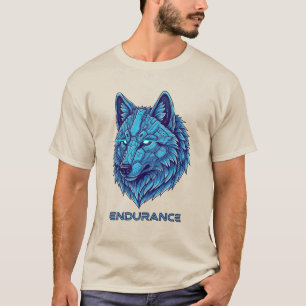Futuristischer blauer Wolf T-Shirt
