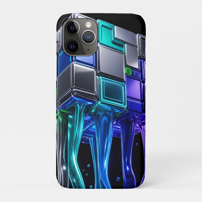 Futuristischer Chrome-Puzzlewürfel  Case-Mate iPhone Hülle (Rückseite)
