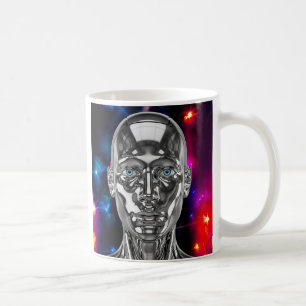 Futuristischer Chromroboter Kaffeetasse