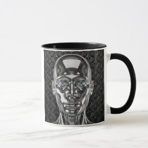 Futuristischer Chromroboter Tasse