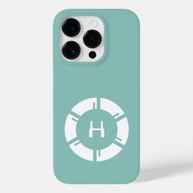 Futuristischer Circle mit Sci-Fi Monogramm Minze g Case-Mate iPhone 14 Pro Hülle (Rückseite)