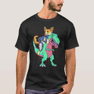 Futuristischer Corgi reitet T Rex Intelligente Hun T-Shirt