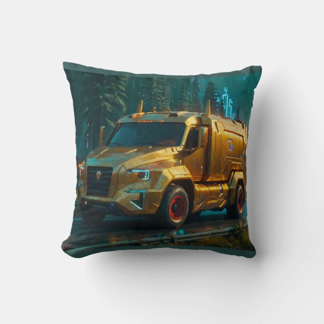 Futuristischer Cyber-Lkw ab 2076 Kissen (Vorderseite)