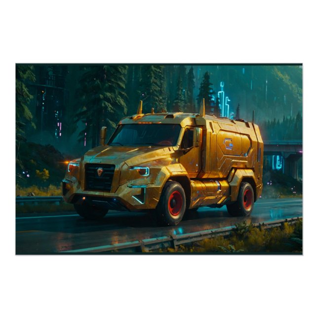 Futuristischer Cyber-Lkw ab 2076 Poster (Vorderseite)