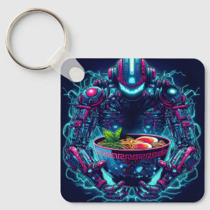 Futuristischer Cyberpunk-Roboter Neon Food Ramen Schlüsselanhänger