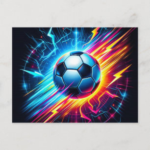 Futuristischer elektrischer Fußball Blitz Ankündigungspostkarte