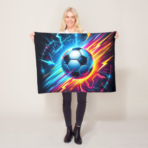 Futuristischer elektrischer Fußball Blitz Fleecedecke